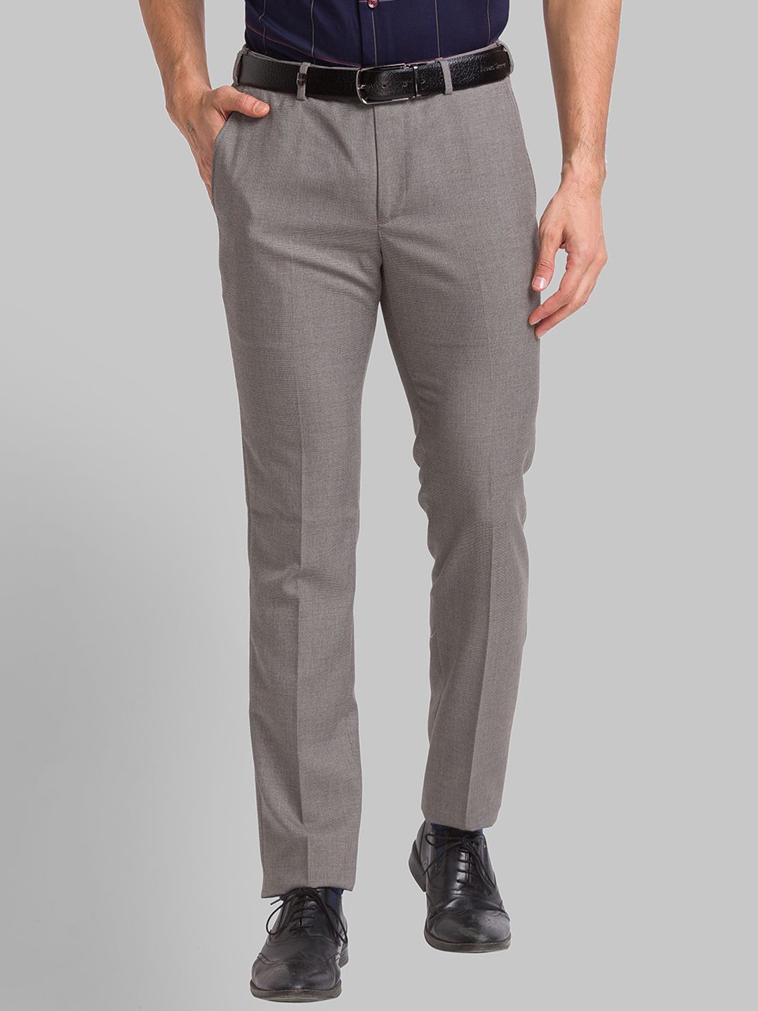 

Park Avenue Men Mid-Rise Slim Fit Formal Trousers, Grey