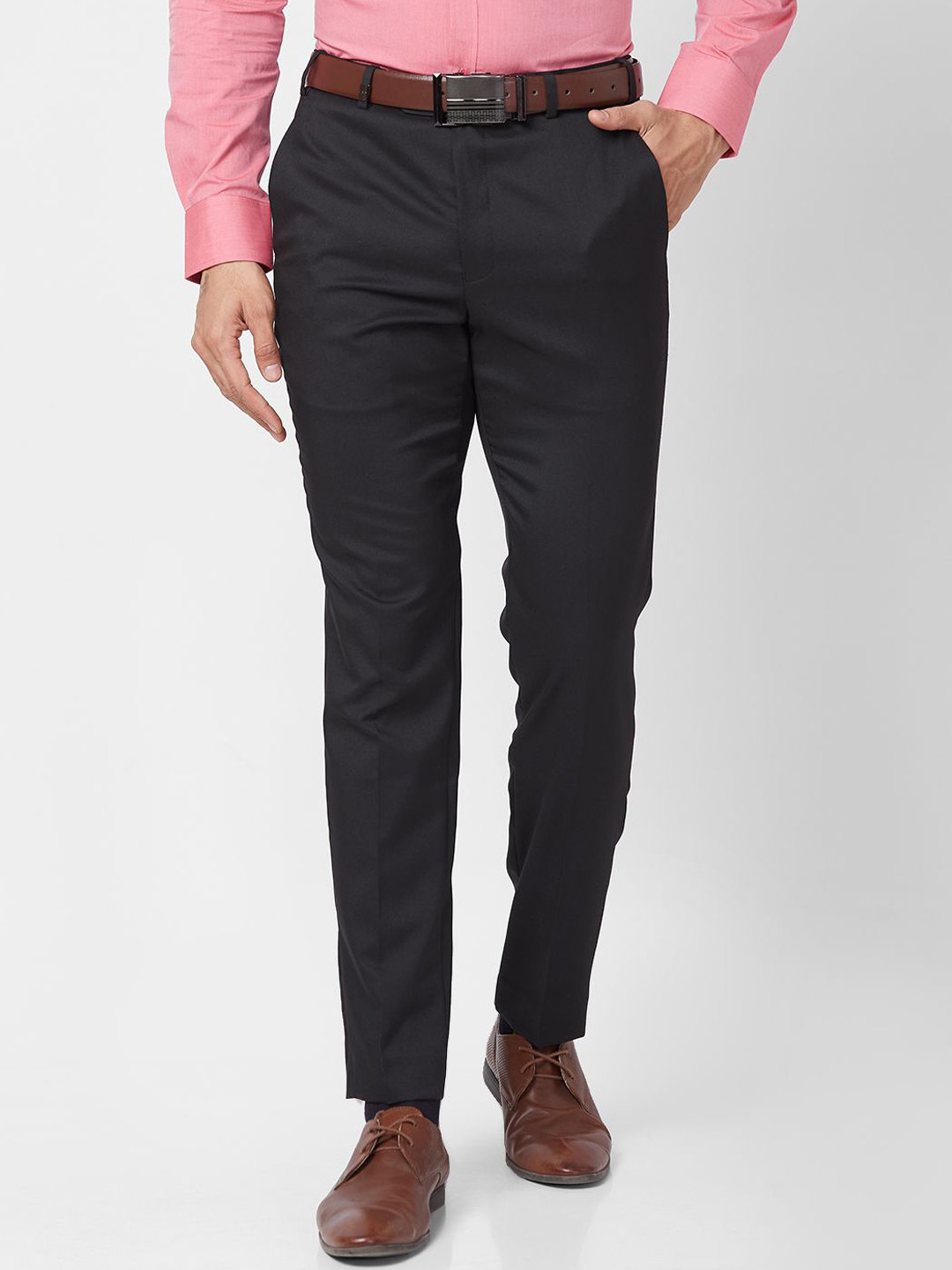 

Park Avenue Men Mid-Rise Slim Fit Trousers, Black