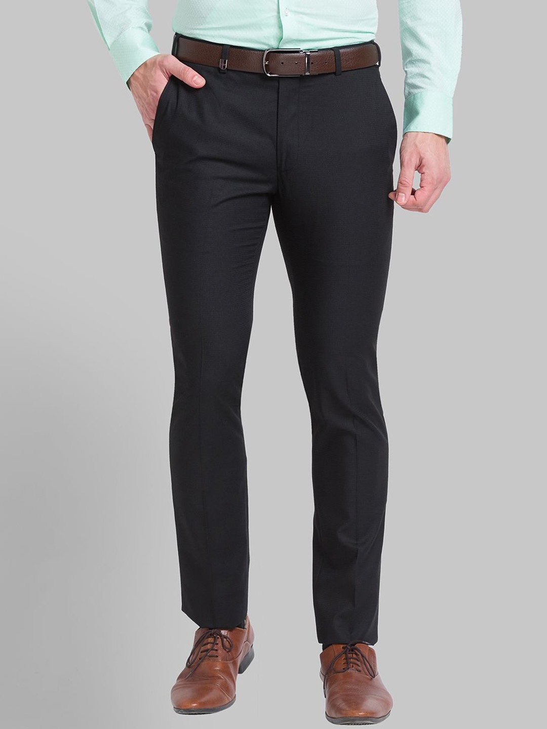 

Park Avenue Men Mid-rise Slim Fit Trousers, Black
