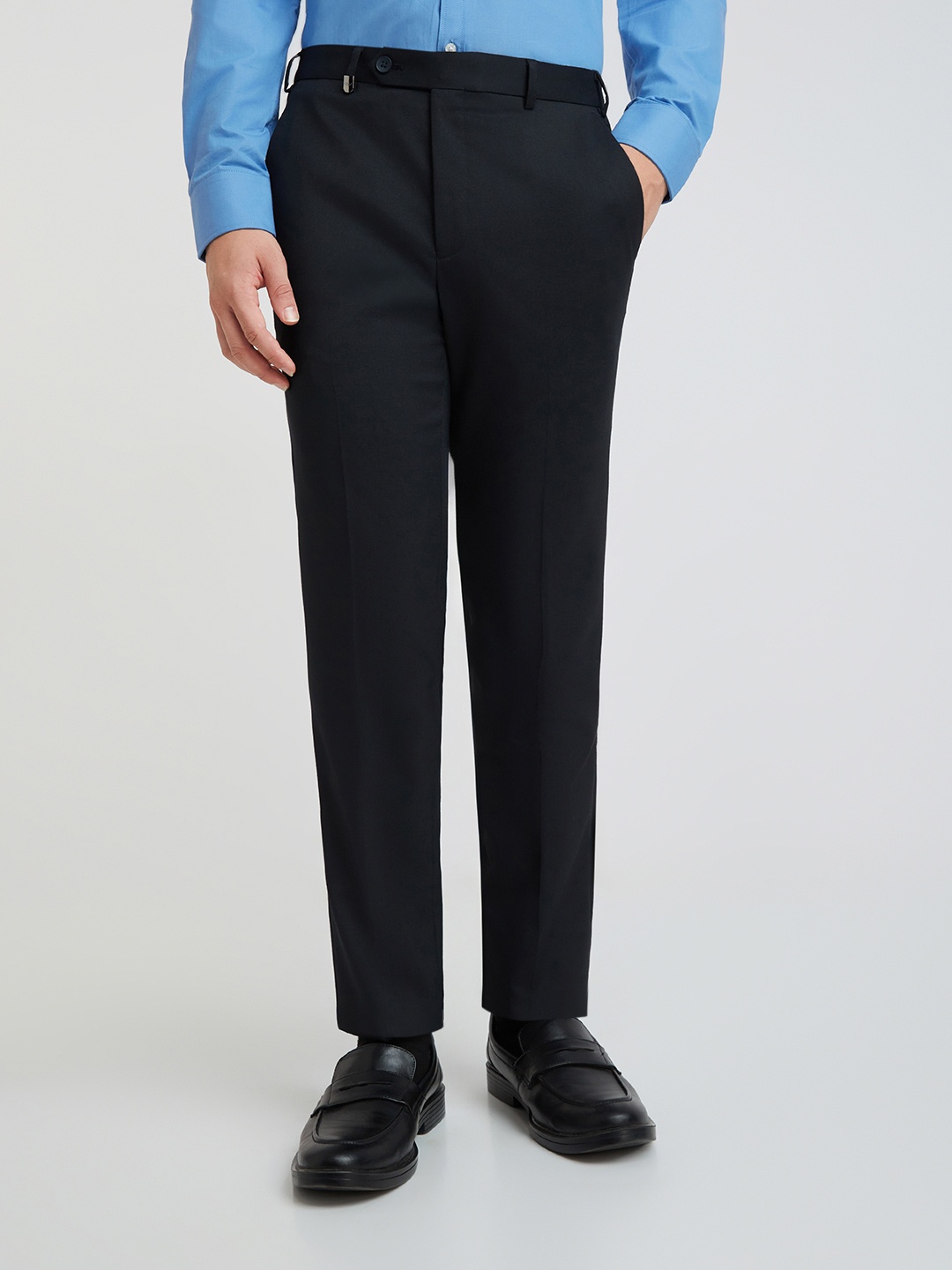 

Park Avenue Men Mid-Rise Slim Fit Trousers, Blue