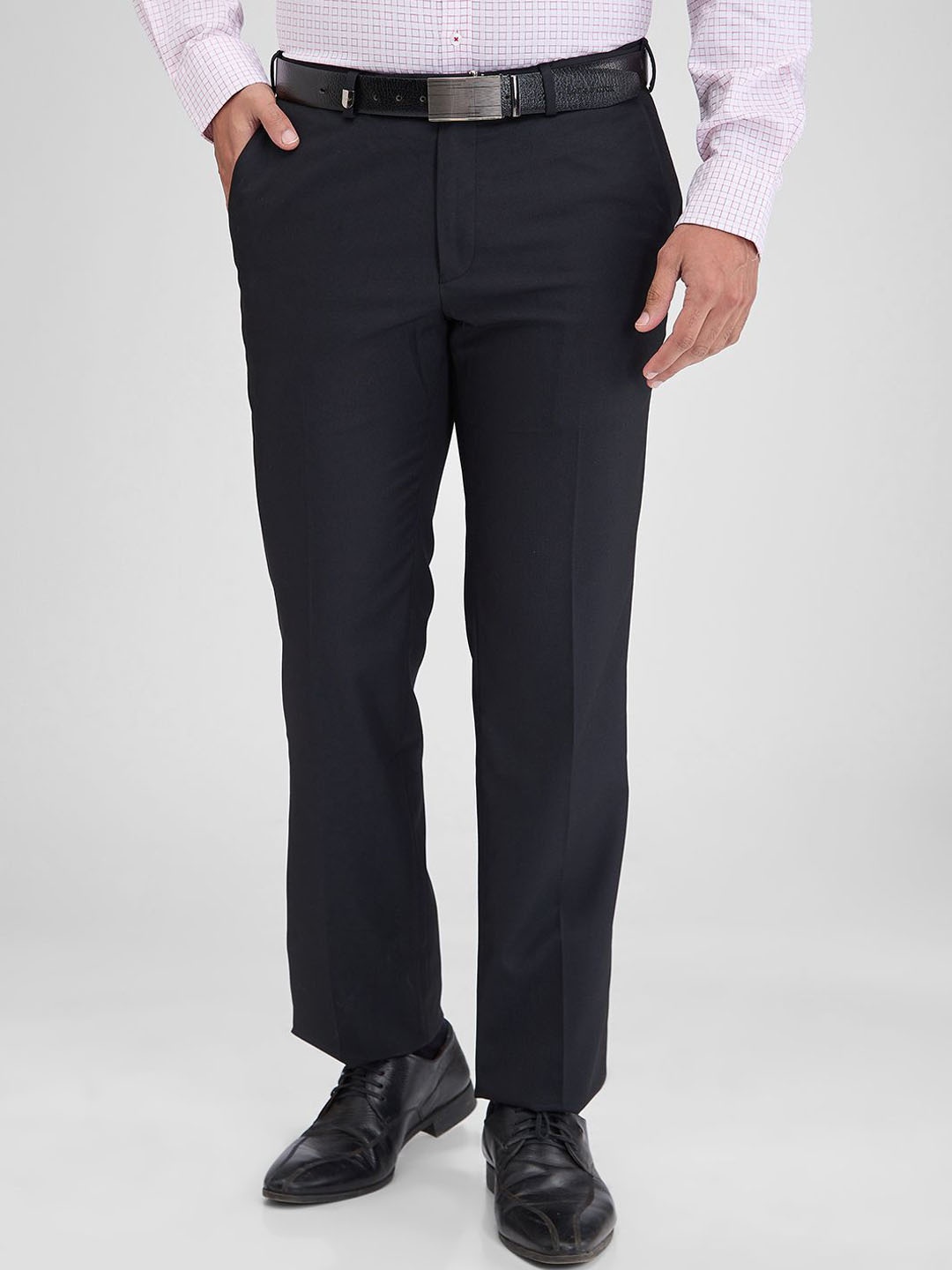 

Park Avenue Men Mid-Rise Regular Fit Formal Trousers, Black