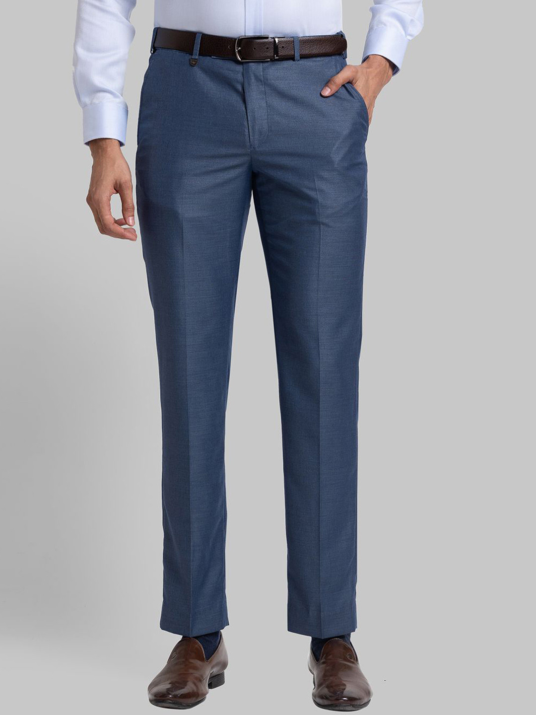 

Park Avenue Men Mid-Rise Regular Fit Formal Trousers, Blue