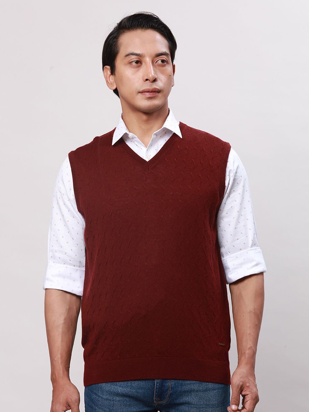 

Park Avenue Men Cable Knit Sweater Vest, Red