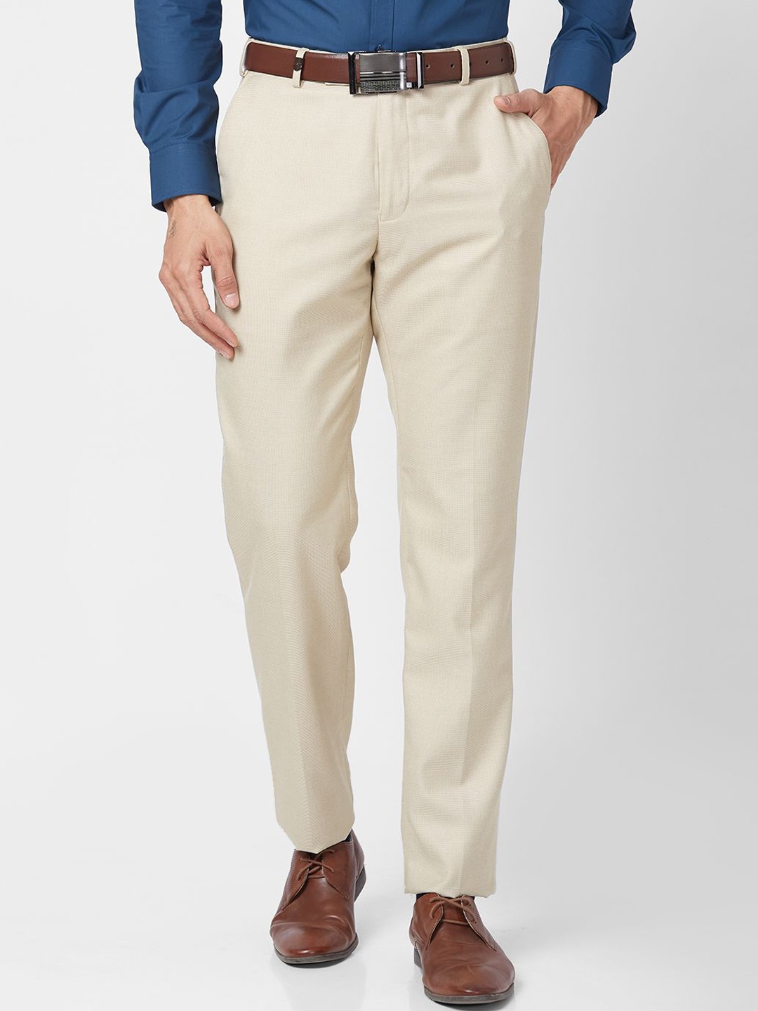 

Park Avenue Men Mid-Rise Formal Trousers, Beige