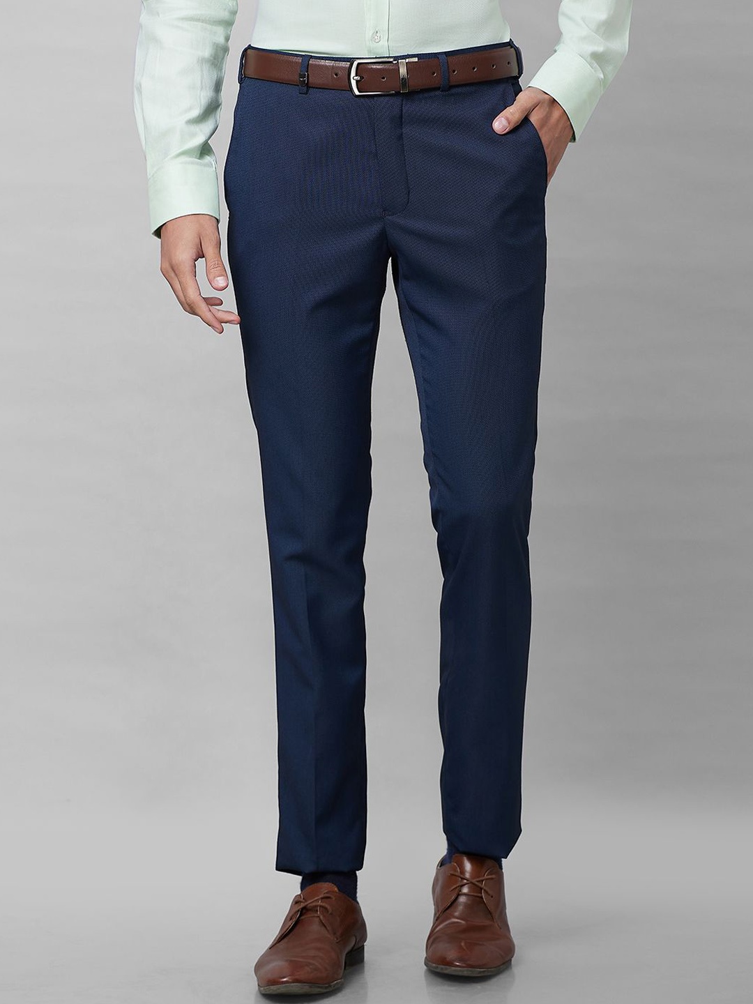 

Park Avenue Men Mid-Rise Slim Fit Trousers, Blue