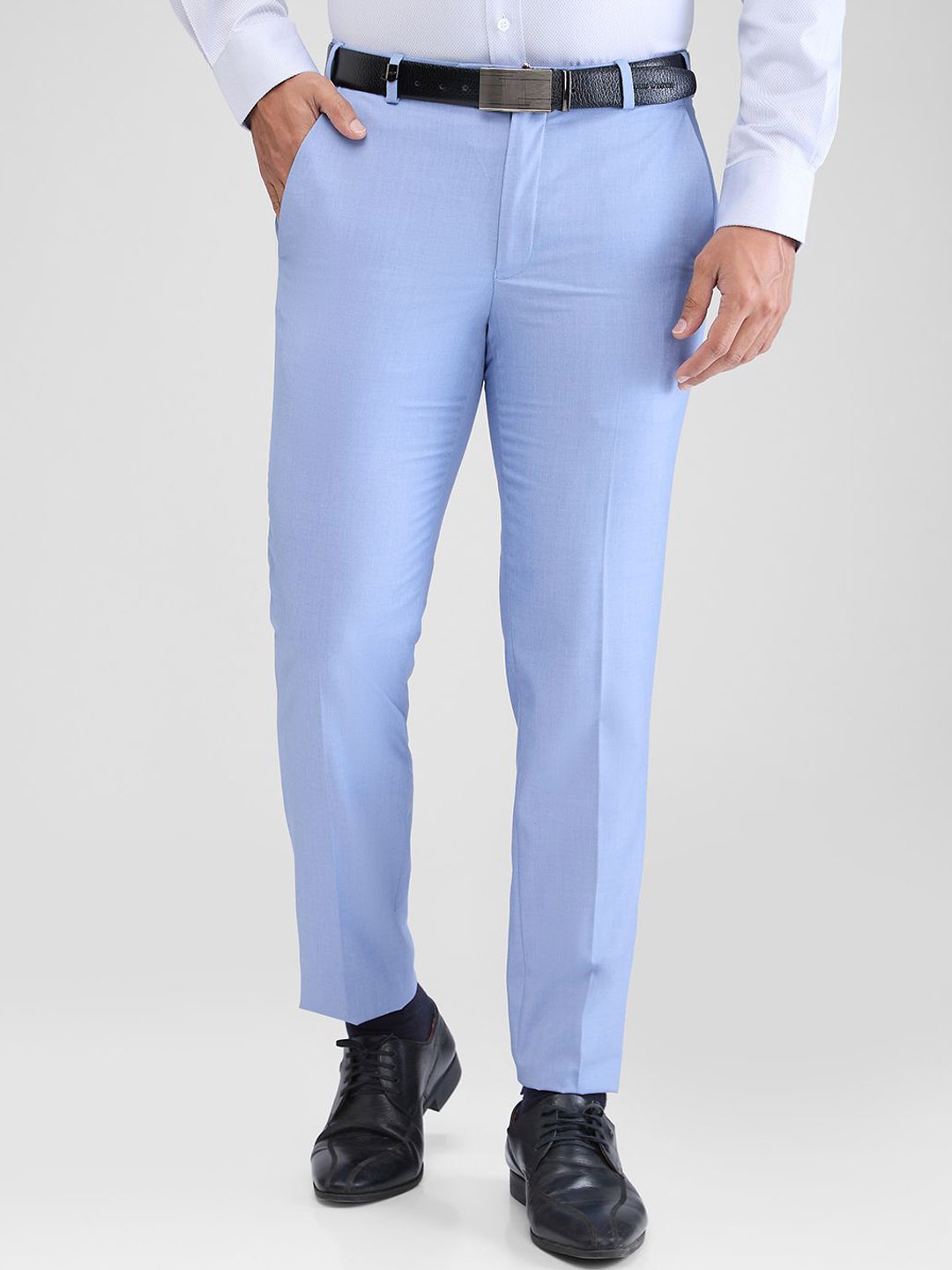 

Park Avenue Men Formal Slim Fit Trousers, Blue