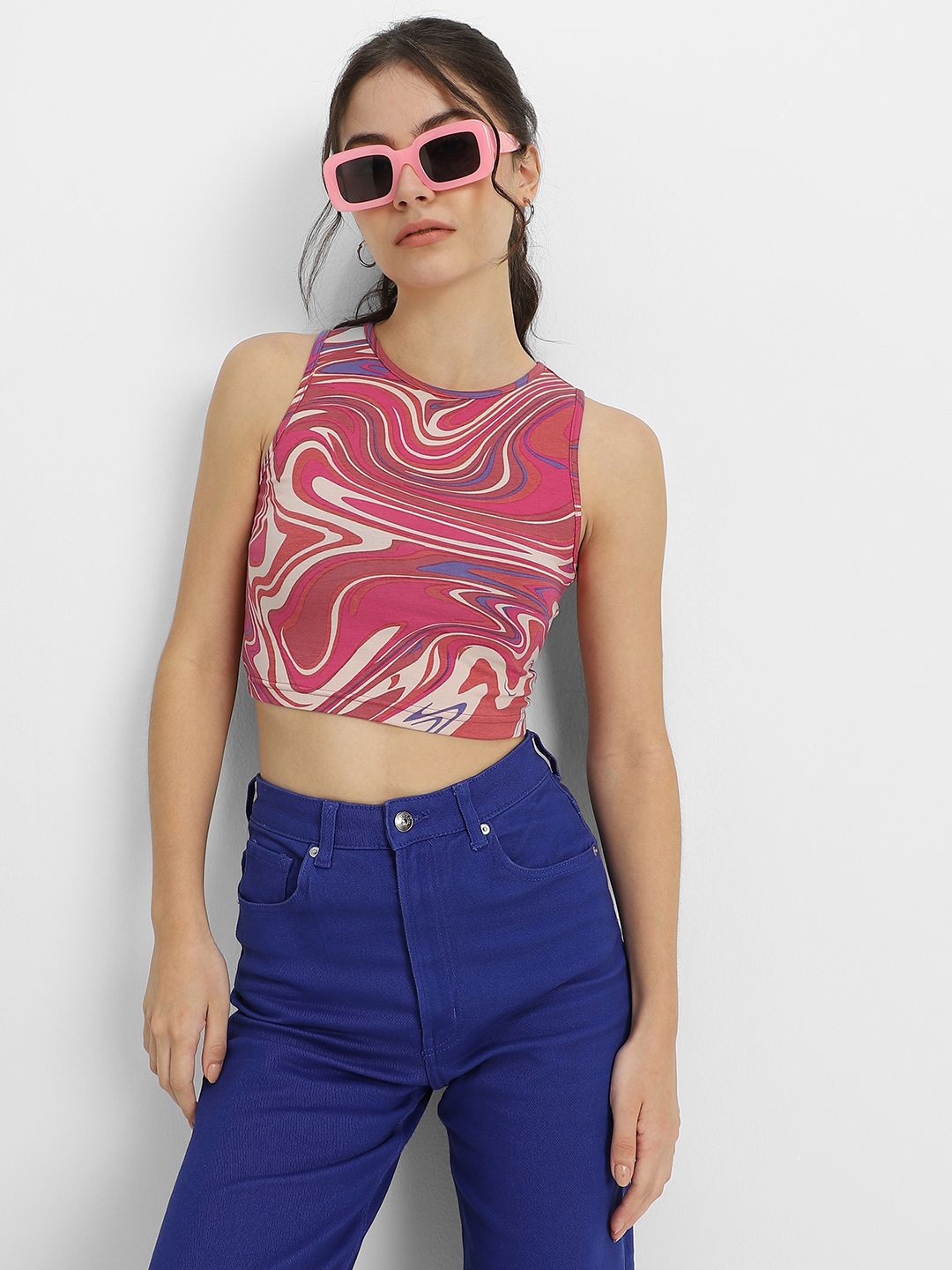 

JUNEBERRY Printed Cotton Crop Top, Rust