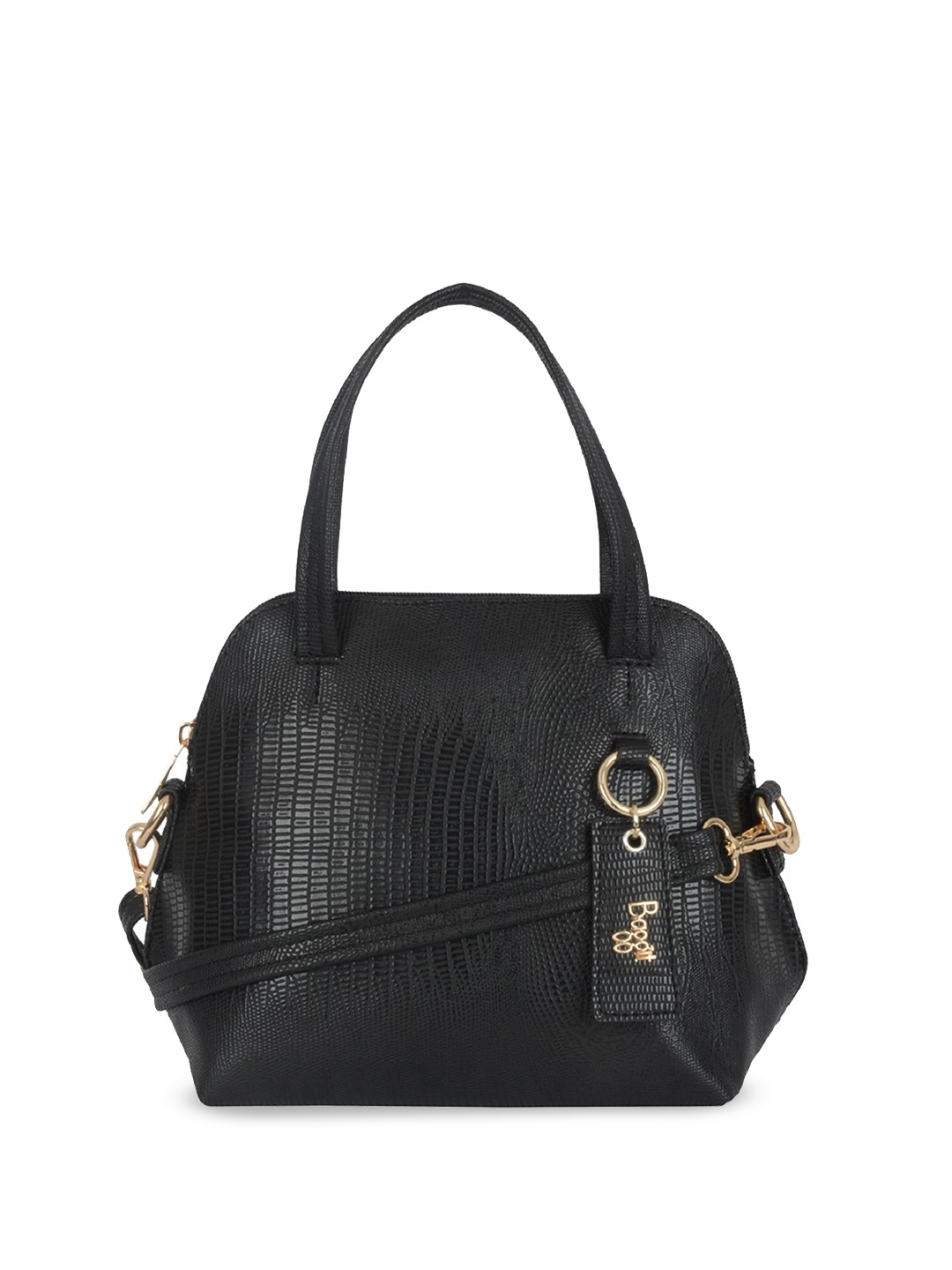 

Baggit Women's Textured PU Structured Handheld Bag, Black
