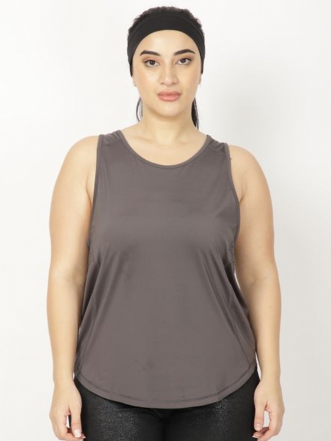 

STUDIOACTIV Solid Women Self Design T-shirt, Grey