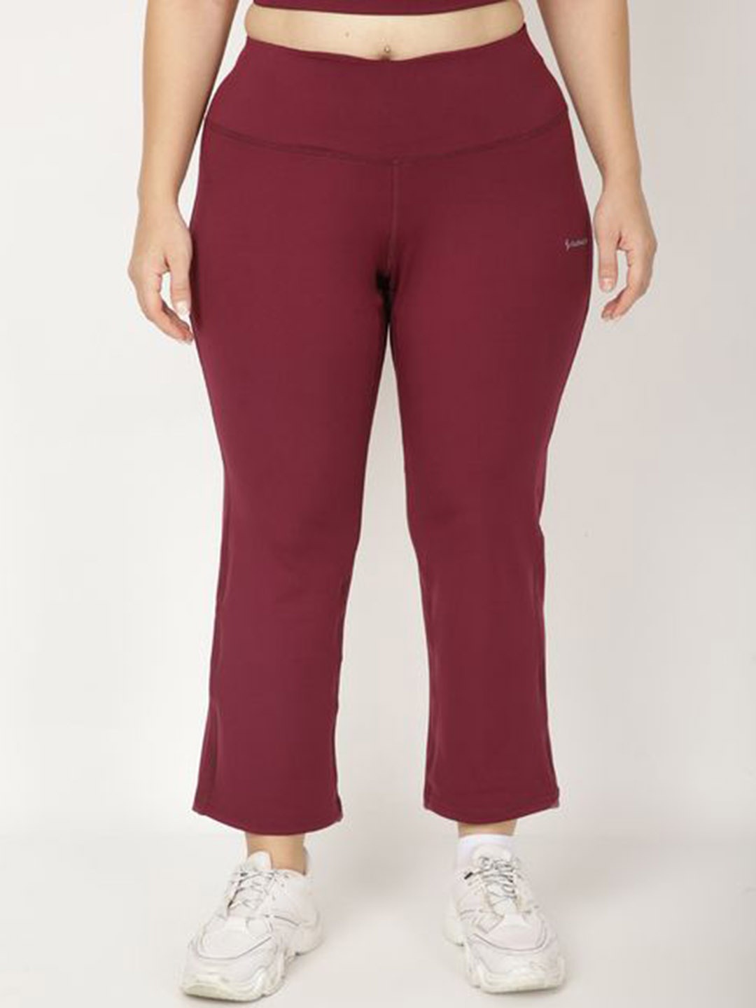 

STUDIOACTIV Women Mid Rise Track Pants, Burgundy