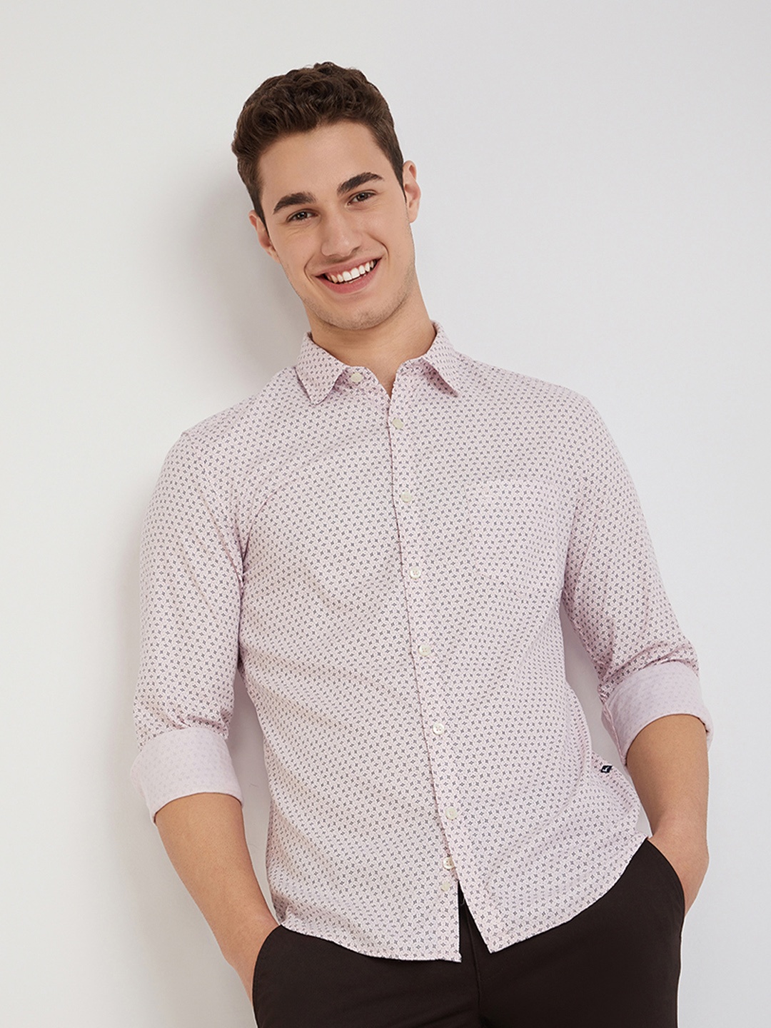 

Parx Men Slim Fit Opaque Printed Casual Shirt, Red