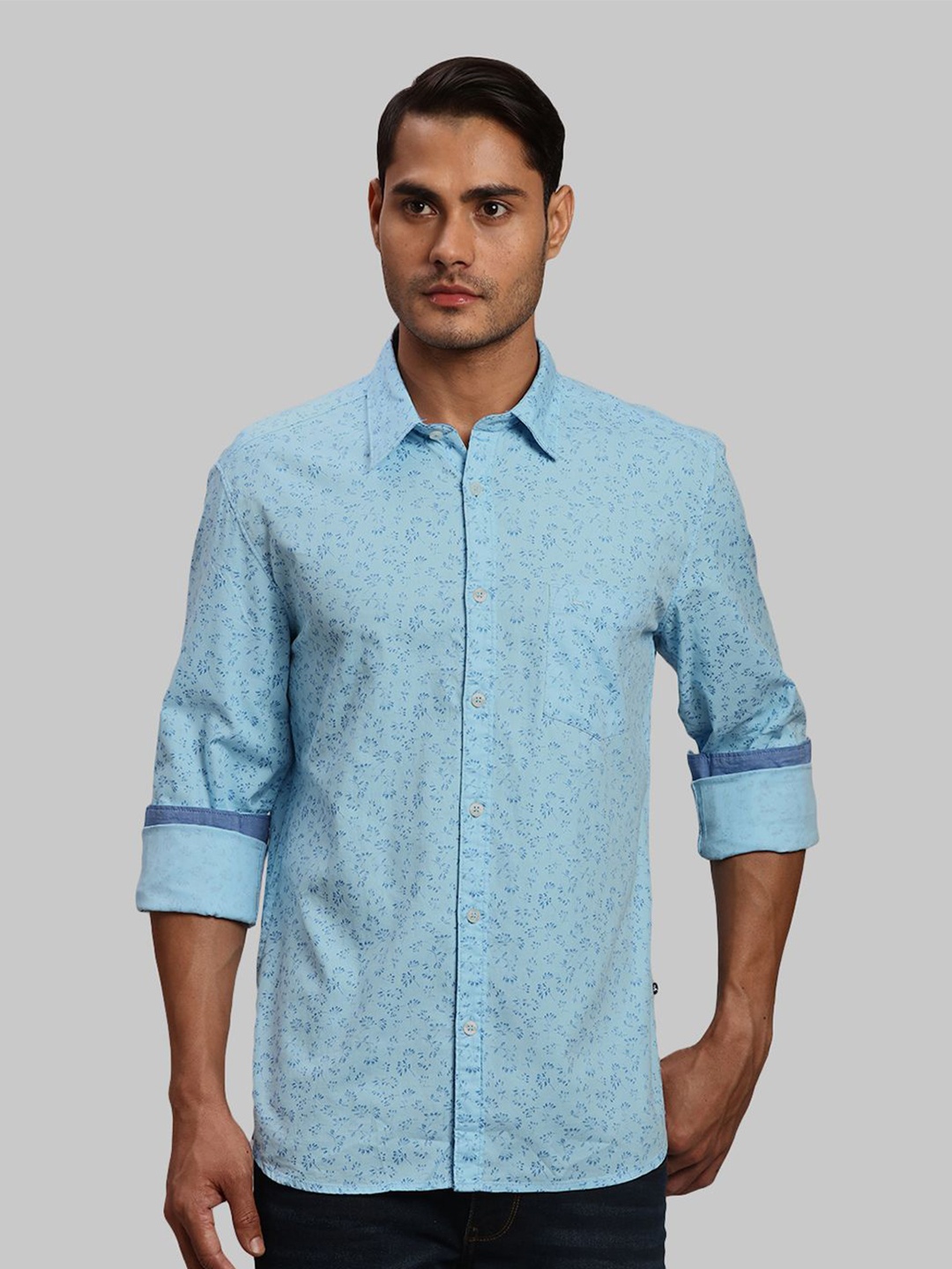 

Parx Men Slim Fit Floral Opaque Printed Casual Shirt, Blue