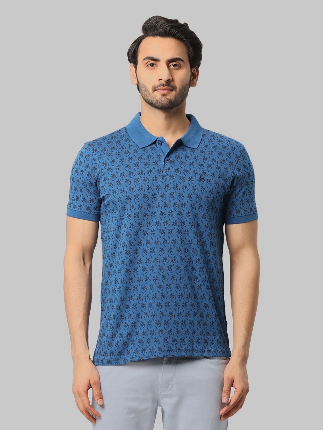 

Parx Men Conversational Printed Polo Collar T-shirt, Blue