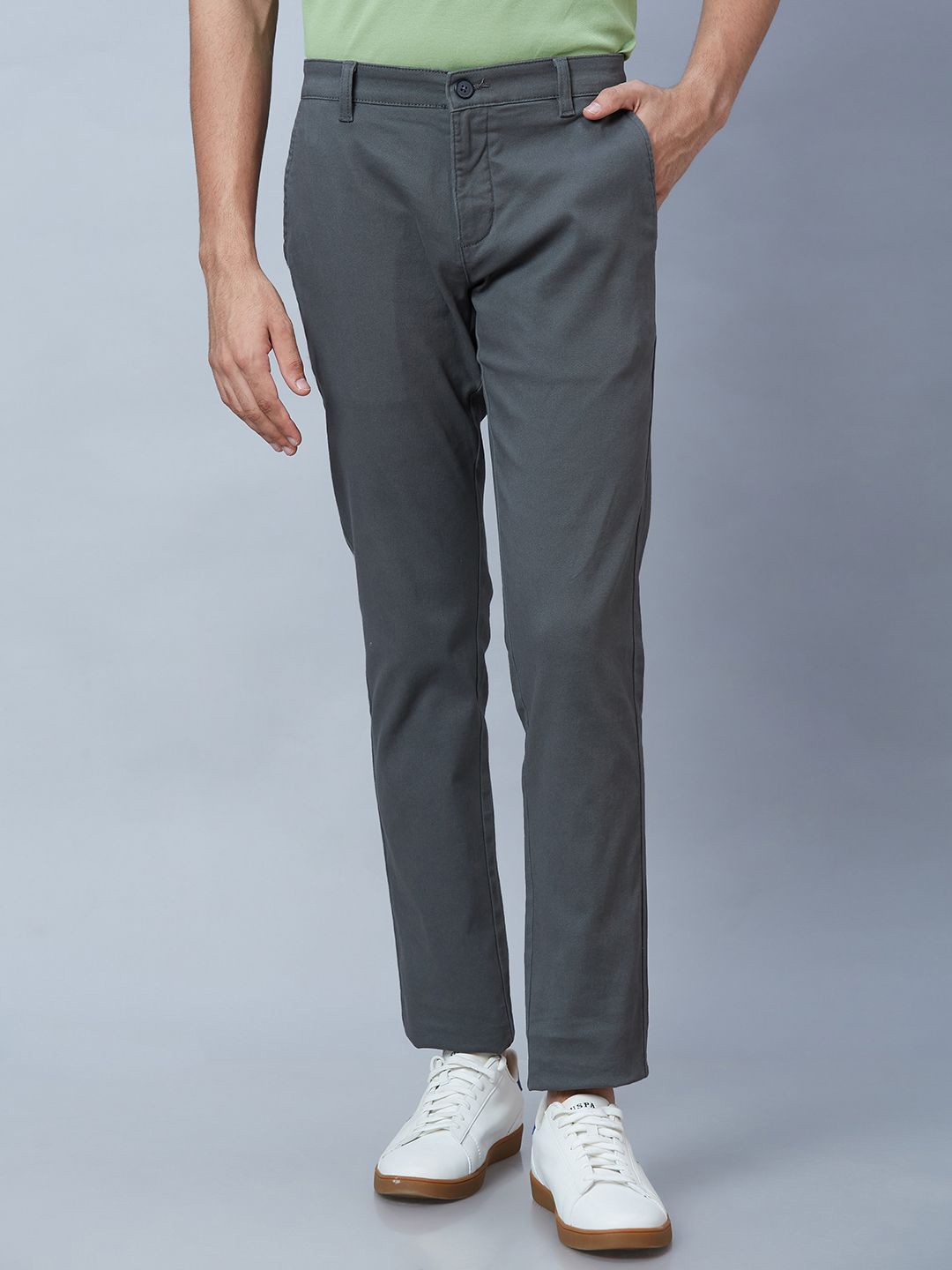 

Parx Men Tapered Fit Mid Rise Trousers, Grey