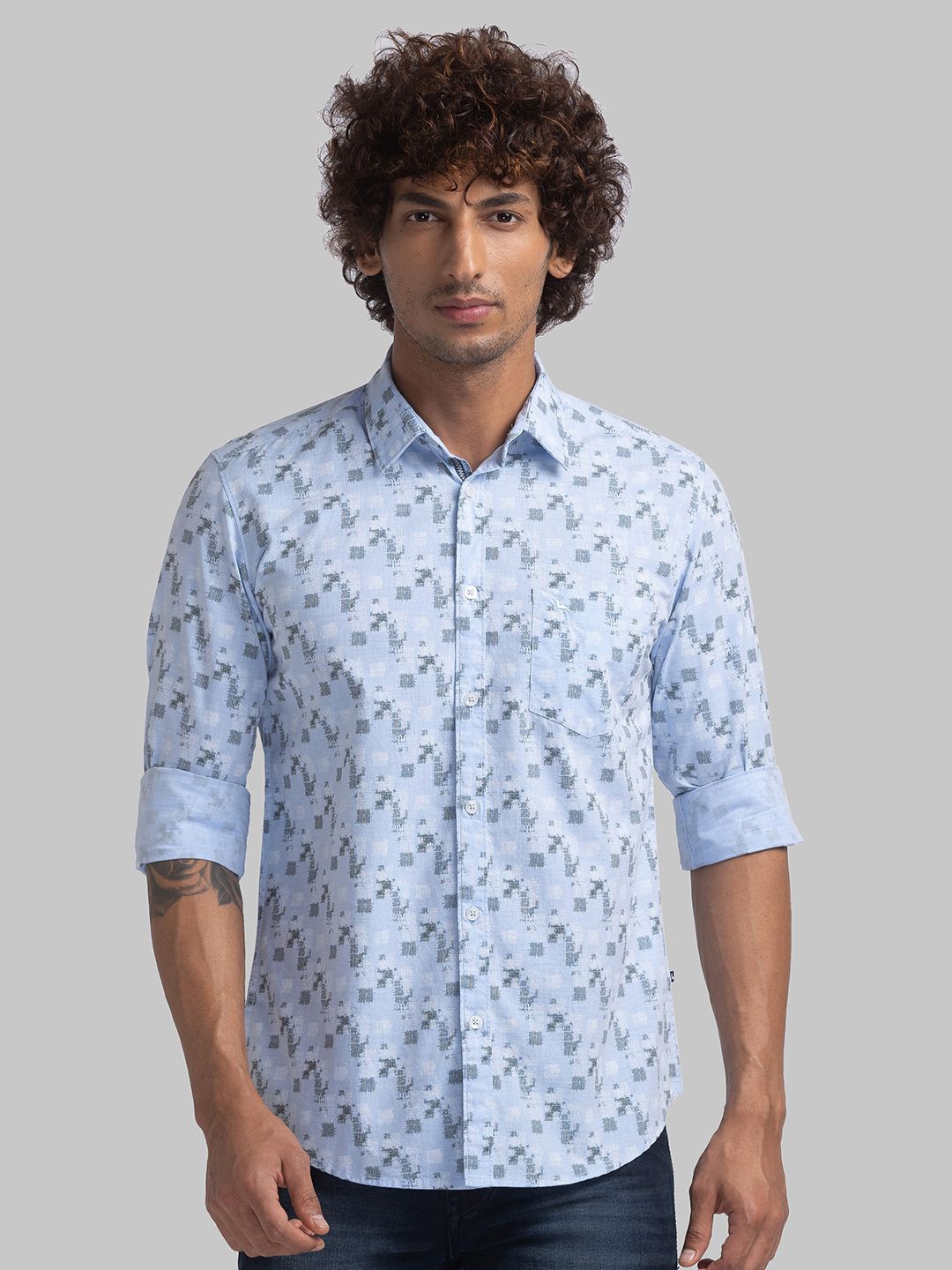 

Parx Men Slim Fit Floral Opaque Printed Casual Shirt, Blue