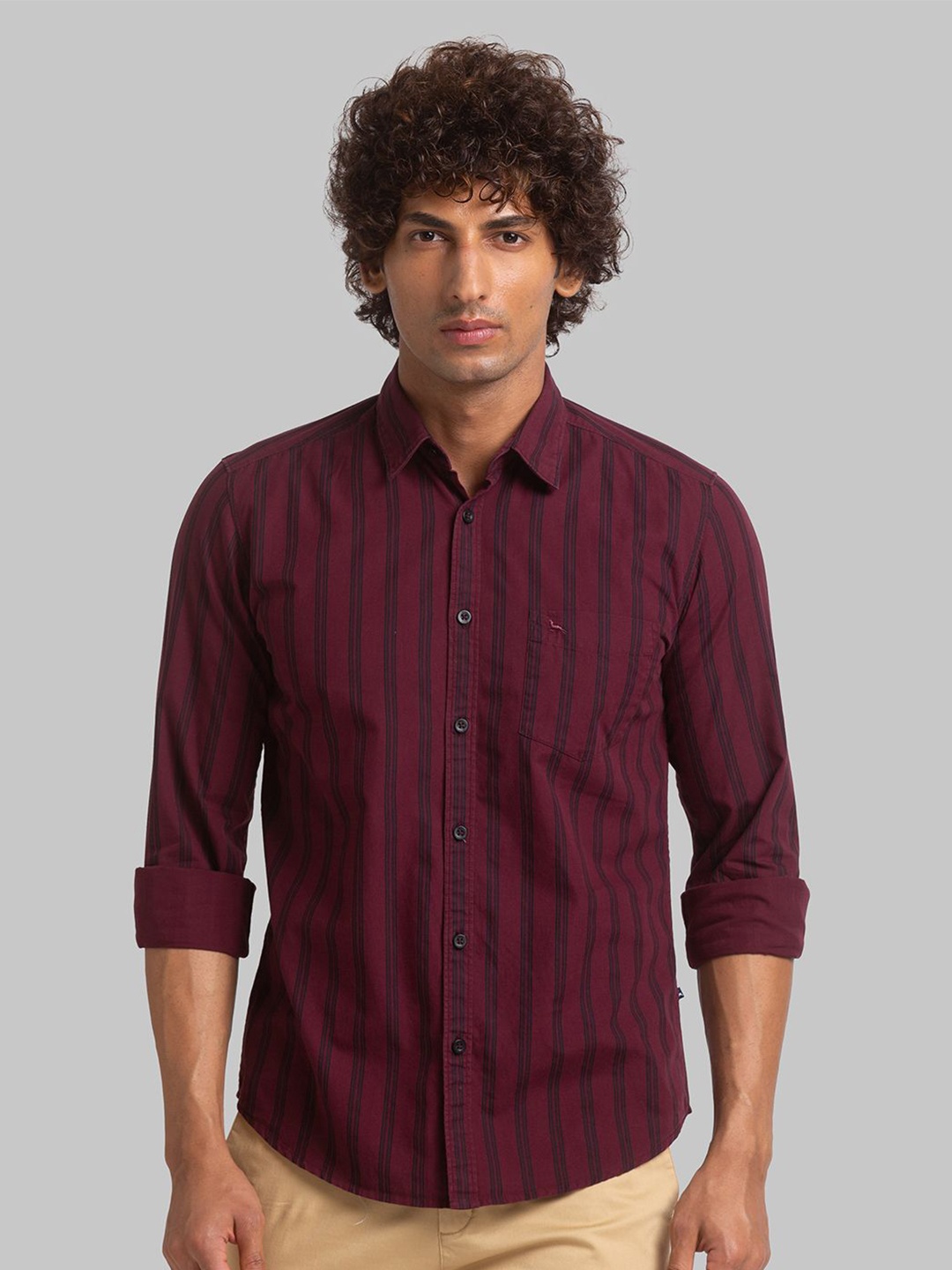 

Parx Men Slim Fit Opaque Checked Casual Shirt, Maroon