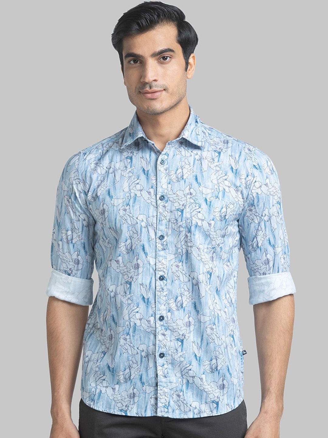 

Parx Men Slim Fit Floral Opaque Printed Casual Shirt, Blue