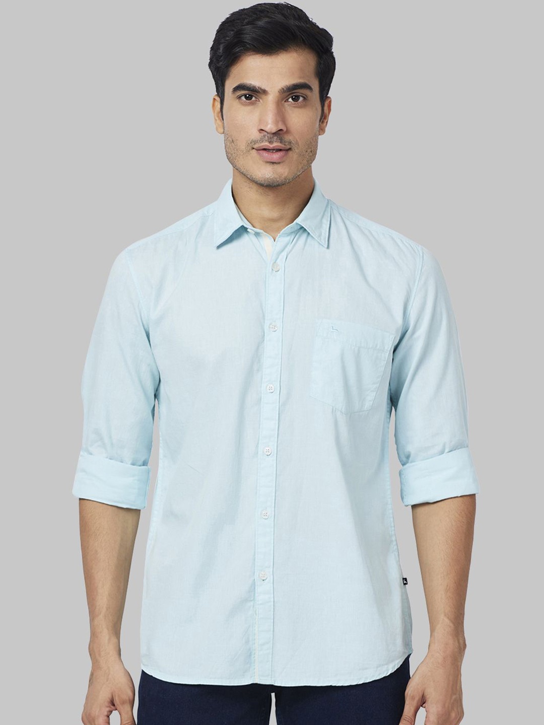 

Parx Men Slim Fit Opaque Casual Shirt, Blue