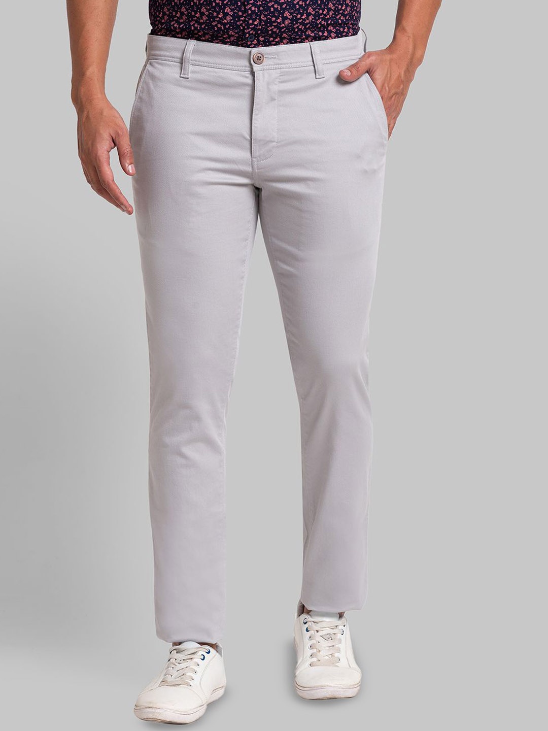 

Parx Men Mid-Rise Tapered Fit Trousers, Grey