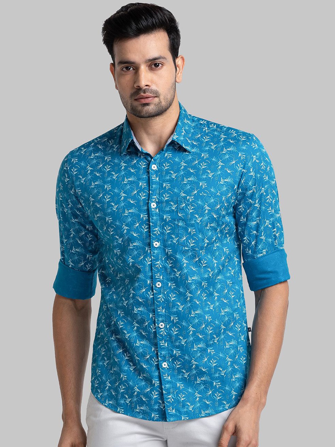 

Parx Men Slim Fit Floral Opaque Printed Casual Shirt, Blue