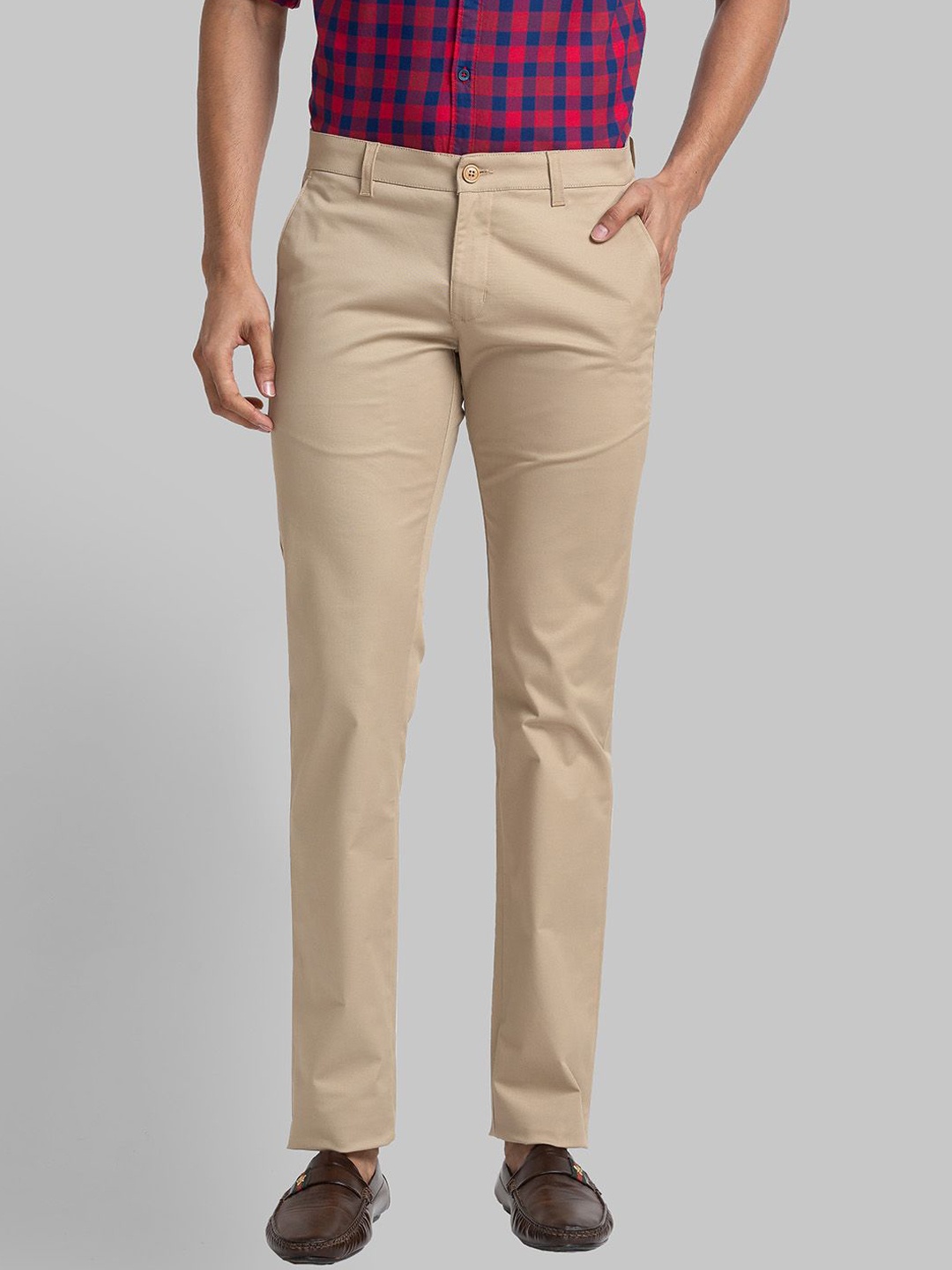 

Parx Men Mid-Rise Tapered Fit Trousers, Beige