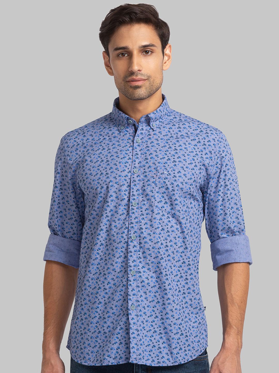 

Parx Men Slim Fit Floral Opaque Printed Casual Shirt, Blue