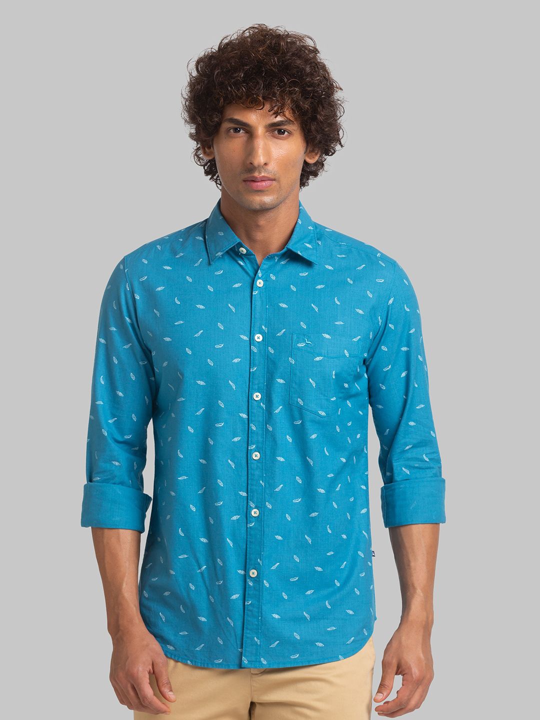 

Parx Men Slim Fit Floral Opaque Printed Casual Shirt, Blue