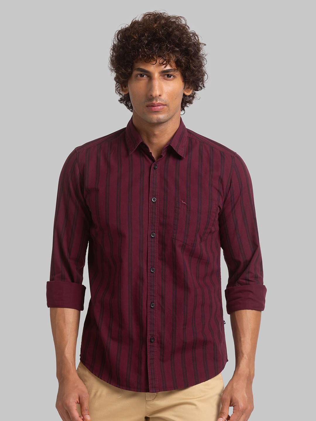 

Parx Men Slim Fit Opaque Checked Casual Shirt, Maroon
