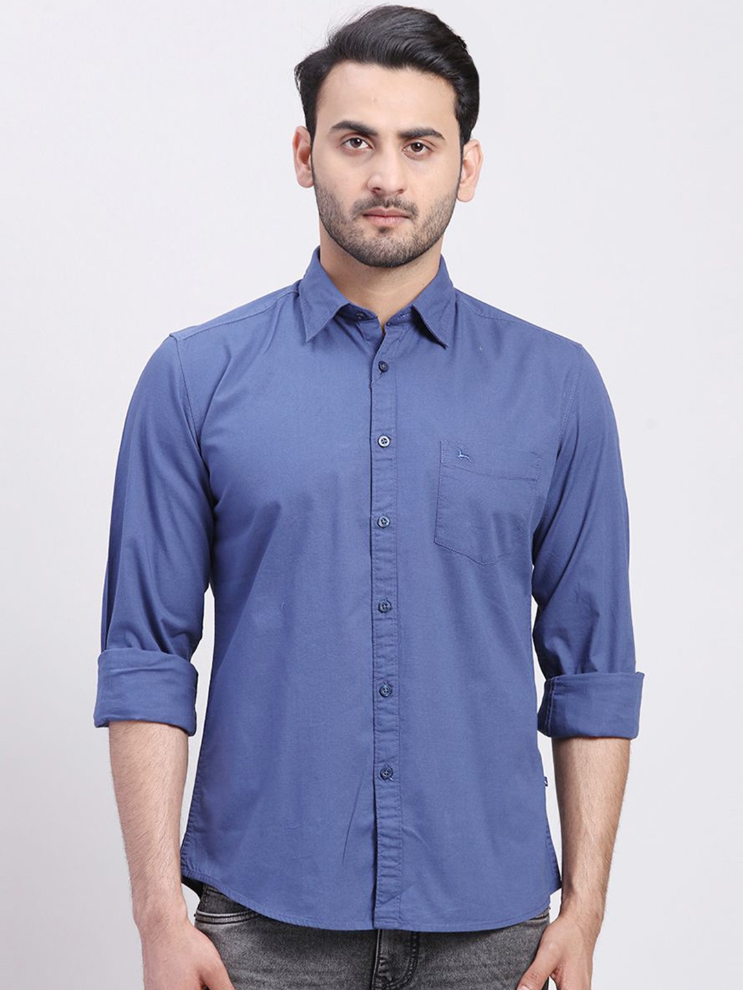 

Parx Men Slim Fit Opaque Casual Shirt, Blue