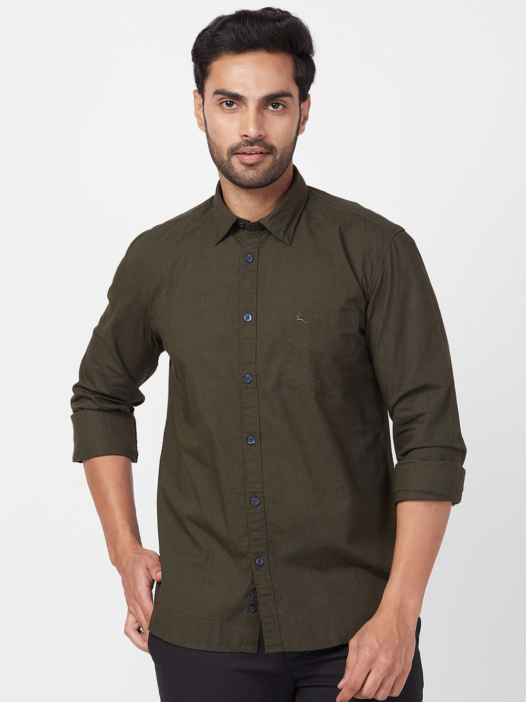 

Parx Men Slim Fit Opaque Casual Shirt, Green