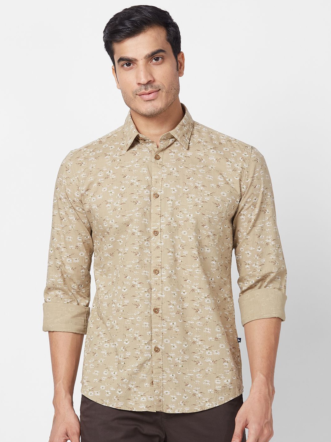 

Parx Men Slim Fit Floral Opaque Printed Casual Shirt, Beige