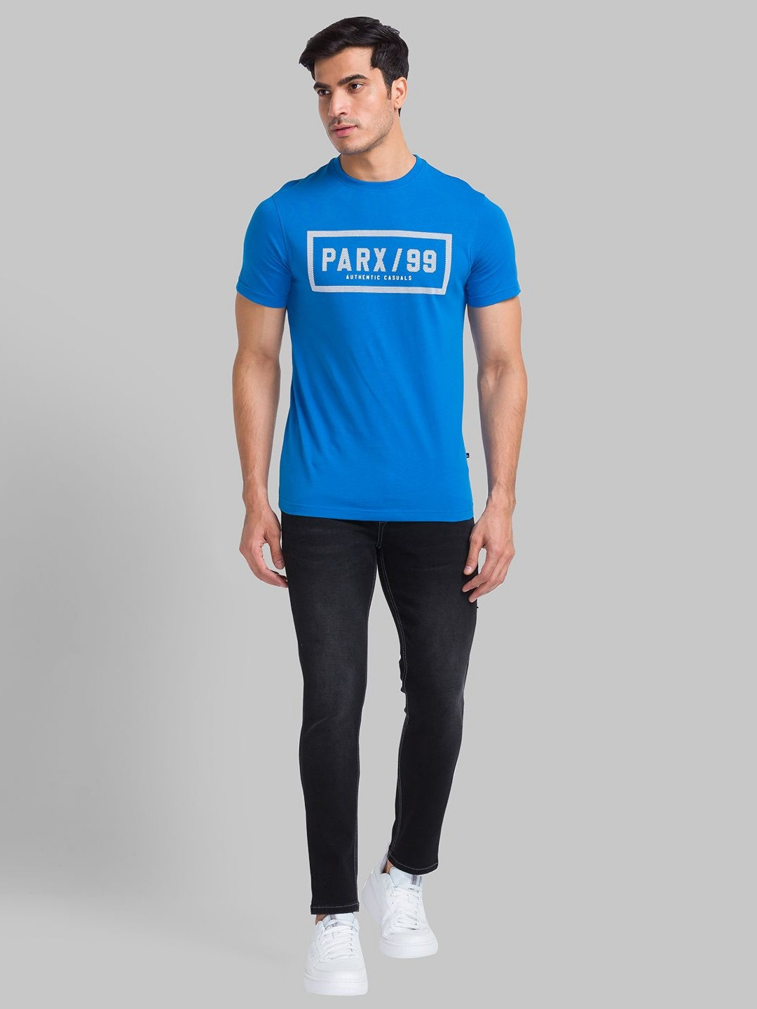 

Parx Men Typography Printed Round Neck T-shirt, Blue