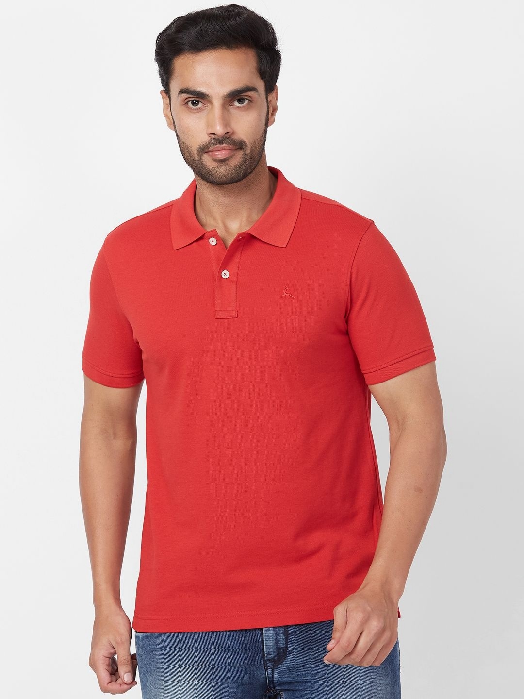 

Parx Men Solid Polo Collar T-shirt, Red