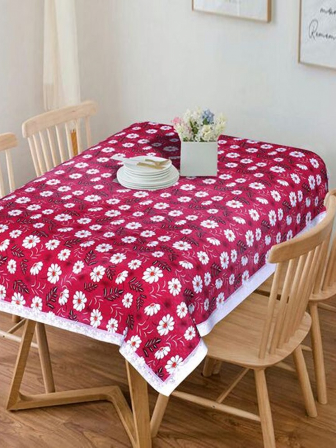 

Dakshya Industries Maroon & White Floral Printed Waterproof 6-Seater Table Cover