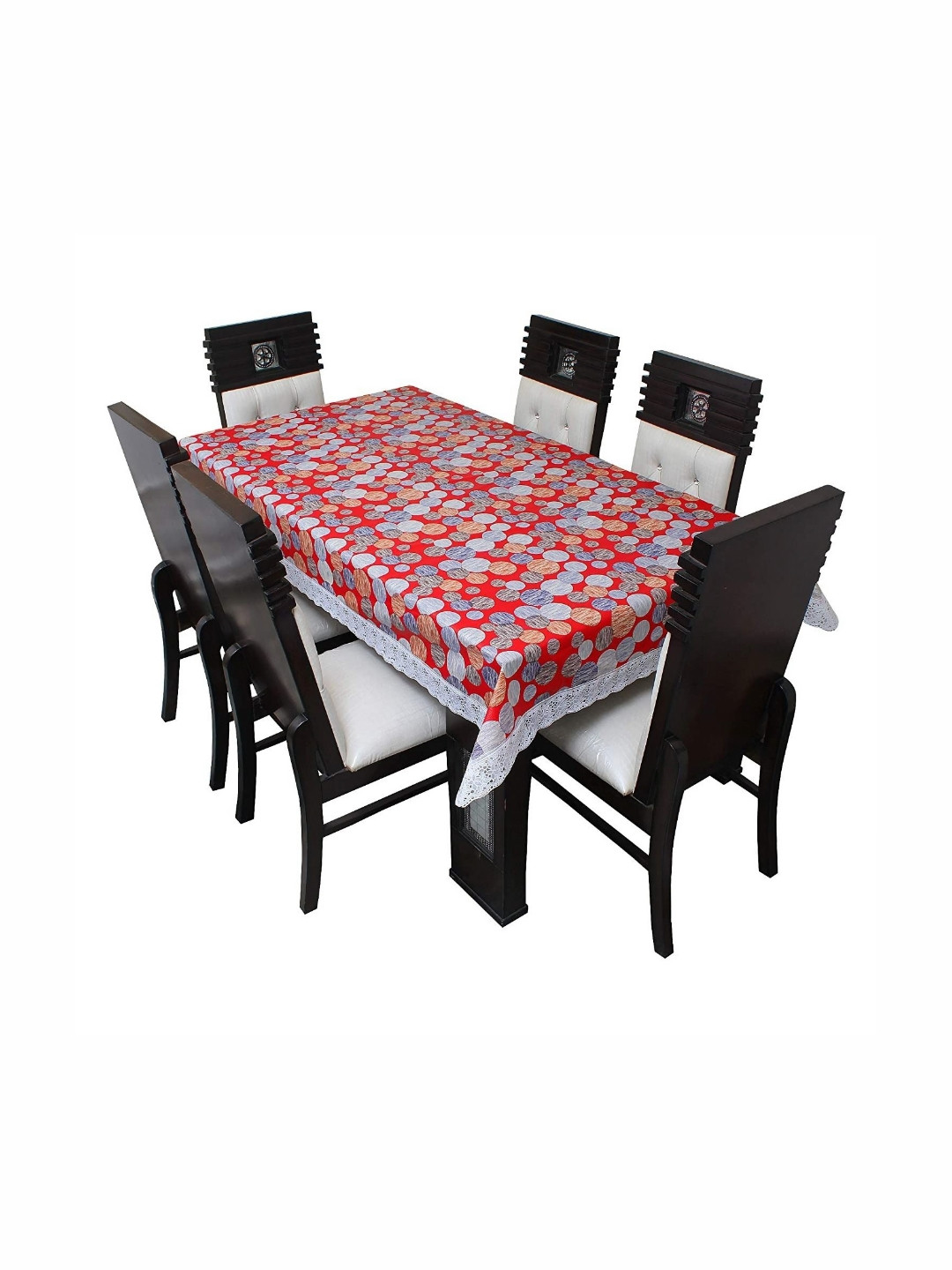

Dakshya Industries Pink & White Geometric Waterproof 6-Seater Table Cover