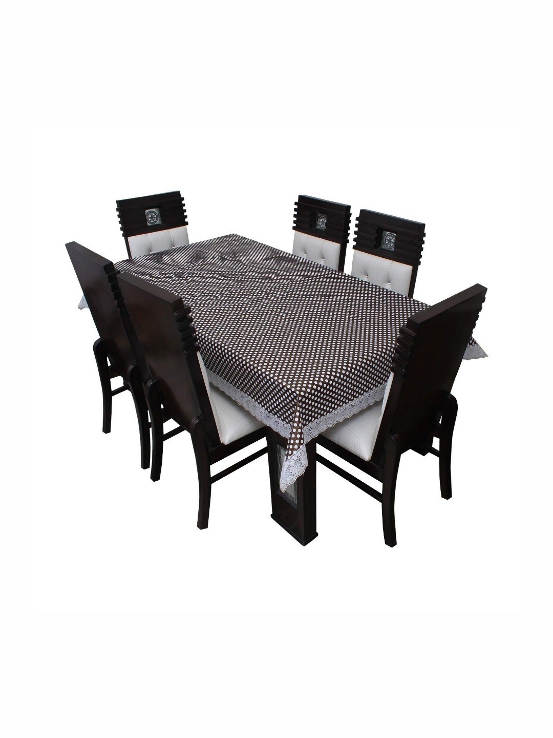 

Dakshya Industries Brown & White Geometric Printed Waterproof 6-Seater Table Cover