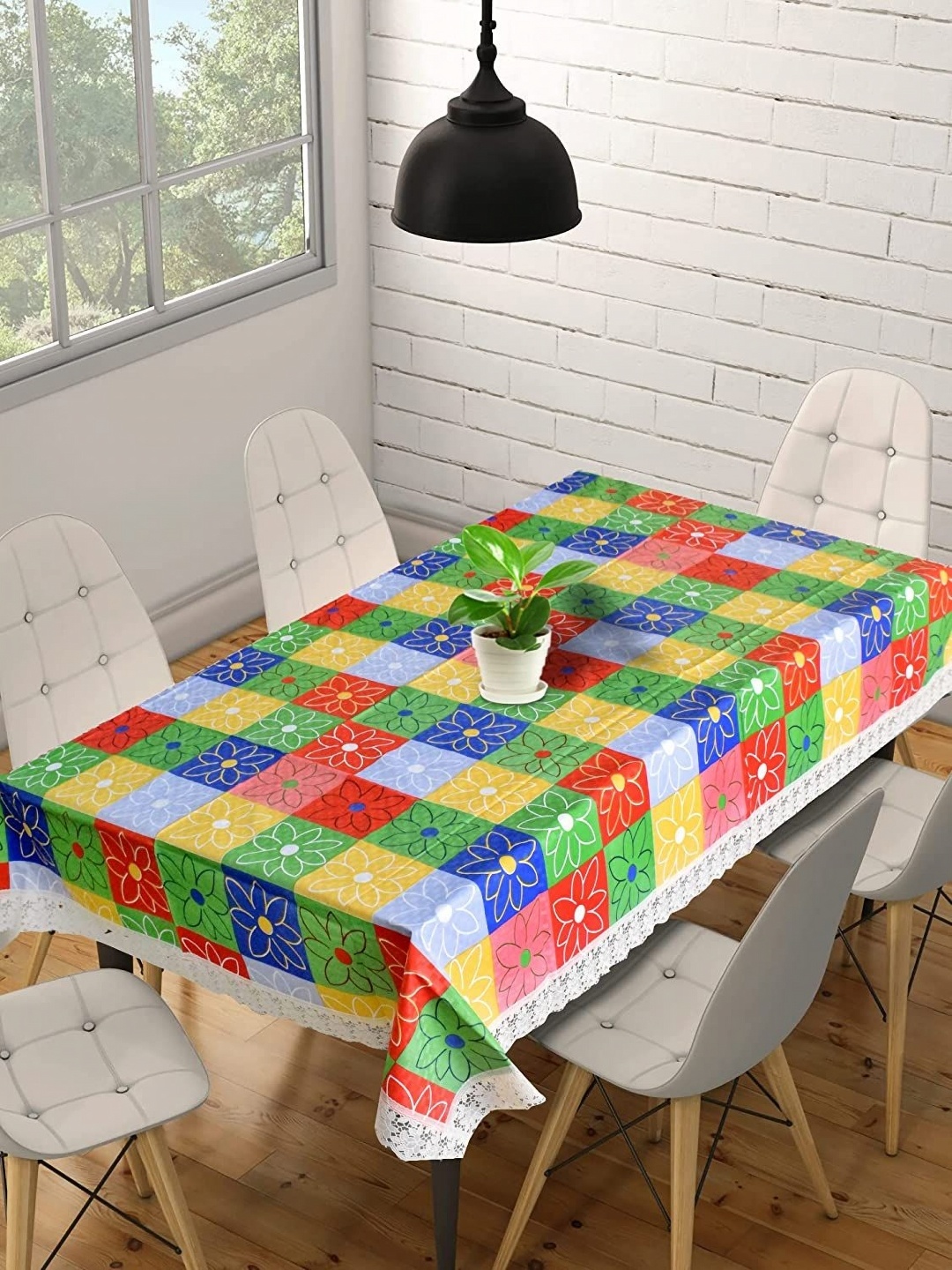 

Dakshya Industries Green & Red Geometric Waterproof 6-Seater Table Cover