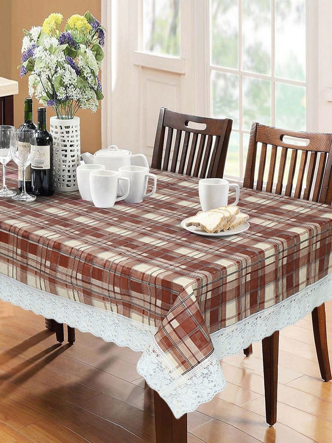 

Dakshya Industries Brown & Beige Geometric Printed Waterproof 6-Seater Table Cover