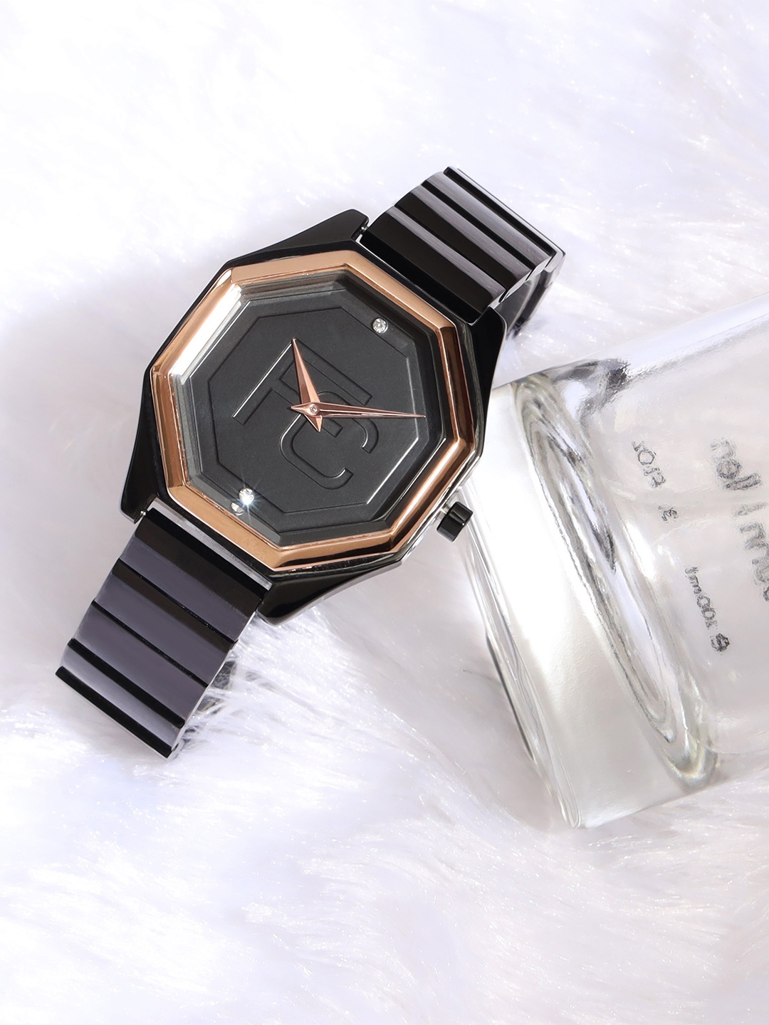

French Connection Women Dial & Bracelet Style Straps Analogue Watch FCN090BM, Black