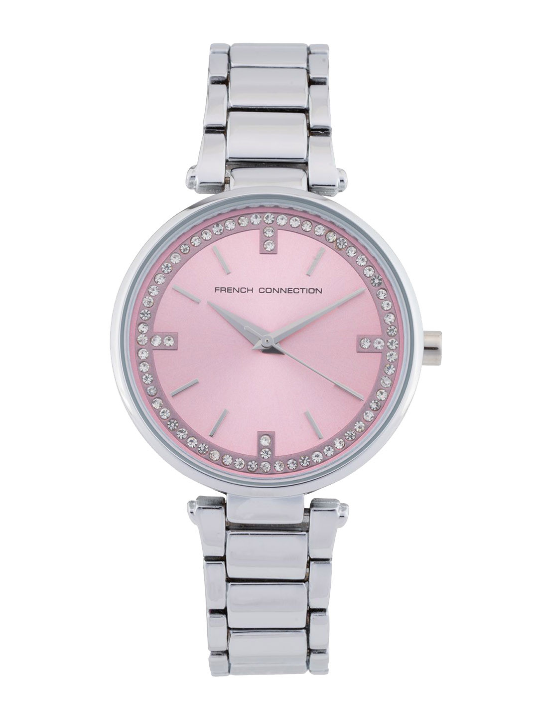 

French Connection Women Embellished Dial & Bracelet Style Straps Analogue Watch FCU4SM, Pink