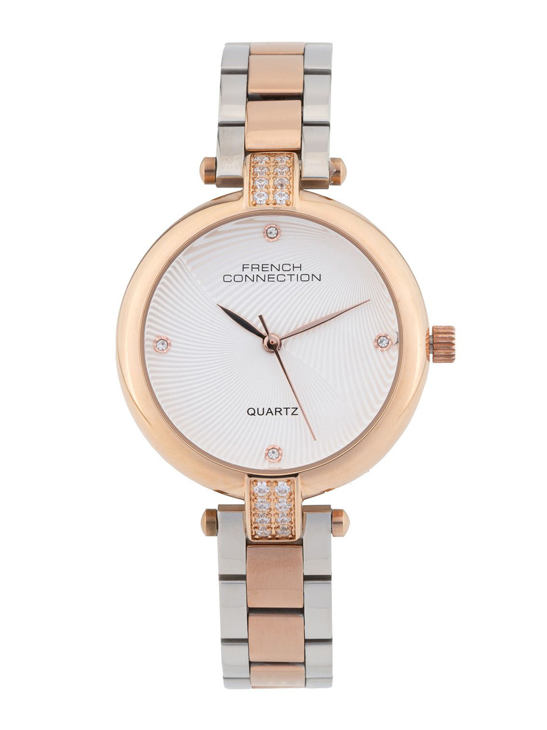 

French Connection Women Embellished Dial & Bracelet Style Straps Analogue Watch FCM01RTM, Silver