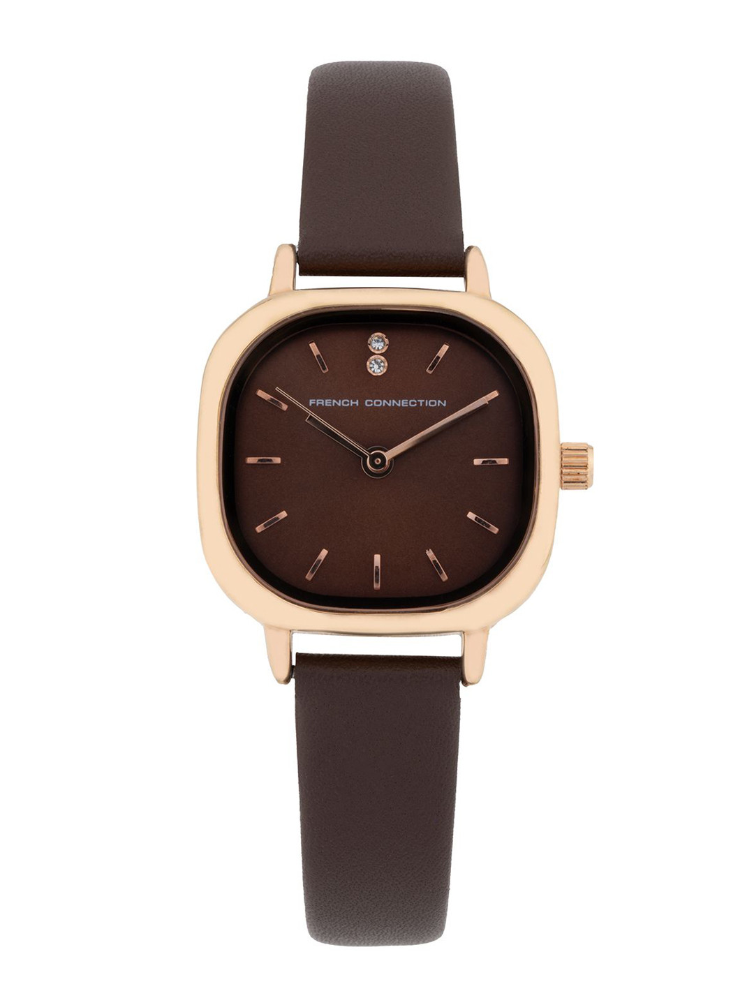

French Connection Women Embellished Dial & Leather Straps Analogue Watch FCU3BRL, Brown