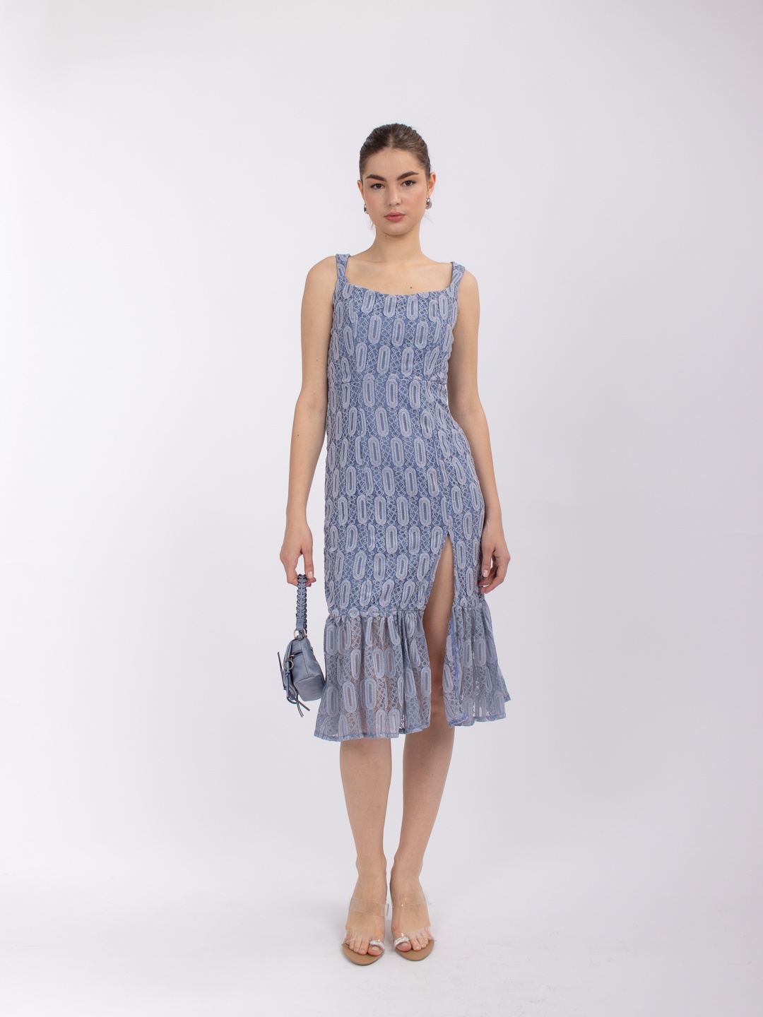 

Stylecast X Hersheinbox Lace Slit Midi Sheath Dress, Blue