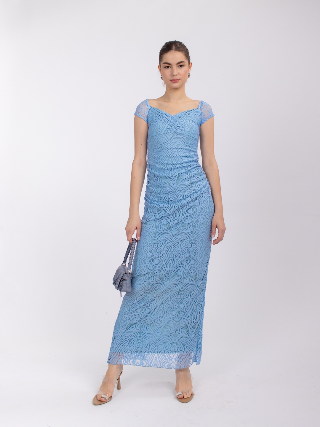 

Stylecast X Hersheinbox Lace Back Slit Maxi Sheath Dress, Blue