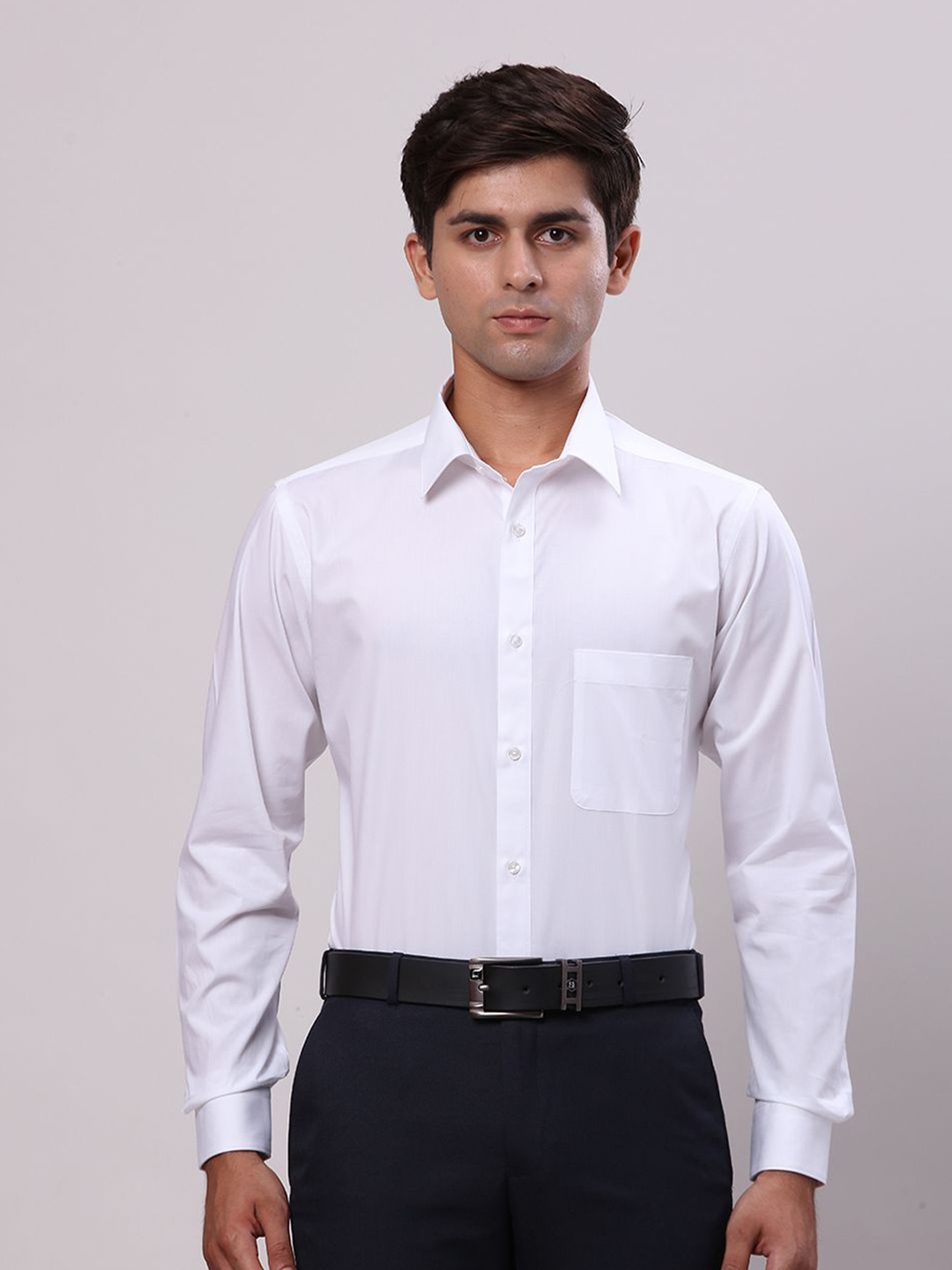 

Raymond Men Solid Cotton Slim-Fit Formal Shirt, White