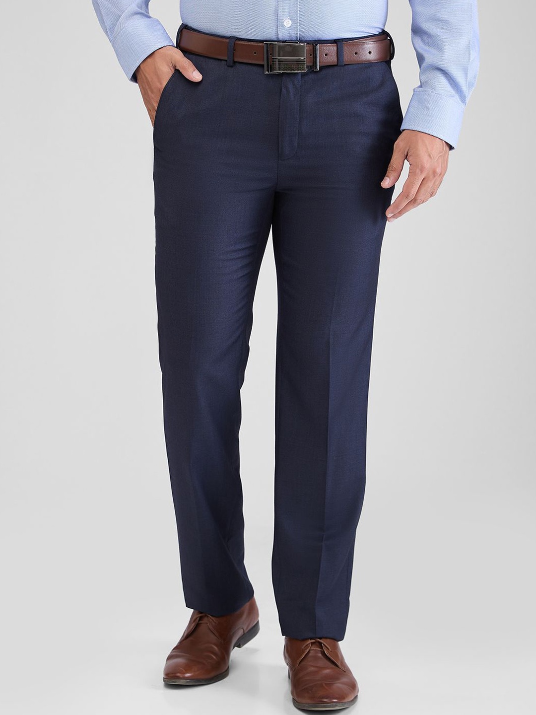 Raymond Contemporary-Fit Formal Trousers, Blue