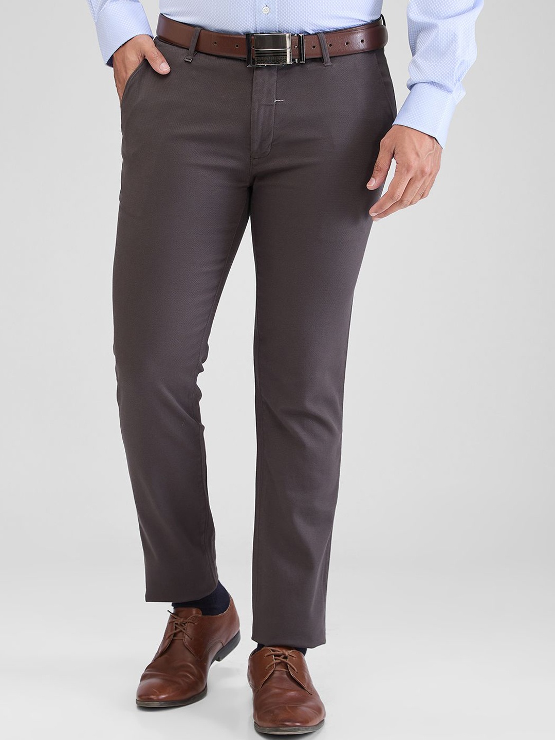 Raymond Contemporary-Fit Cotton Formal Trousers, Grey