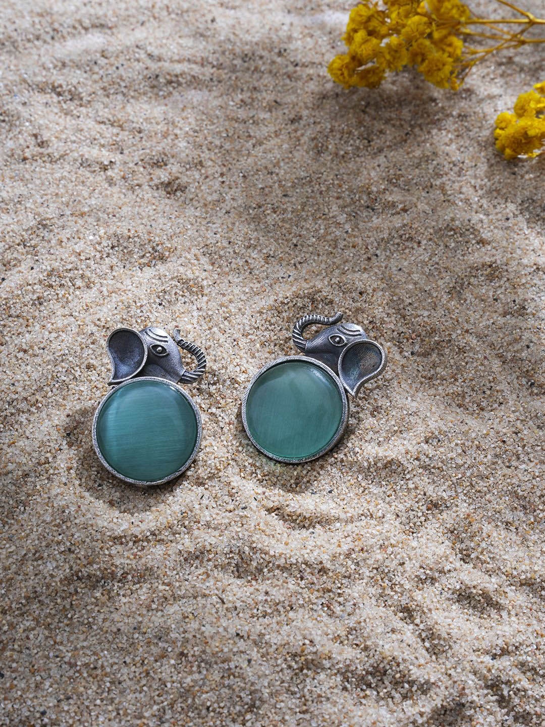 

EL REGALO Artificial Stones Stud Earrings, Silver