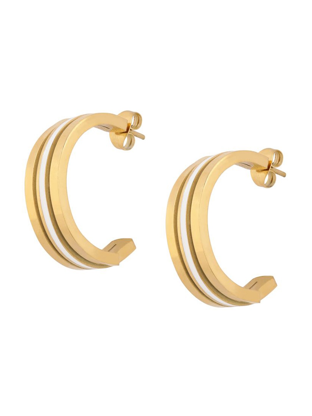 

EL REGALO Stainless Steel Circular Half Hoop Earrings, Gold