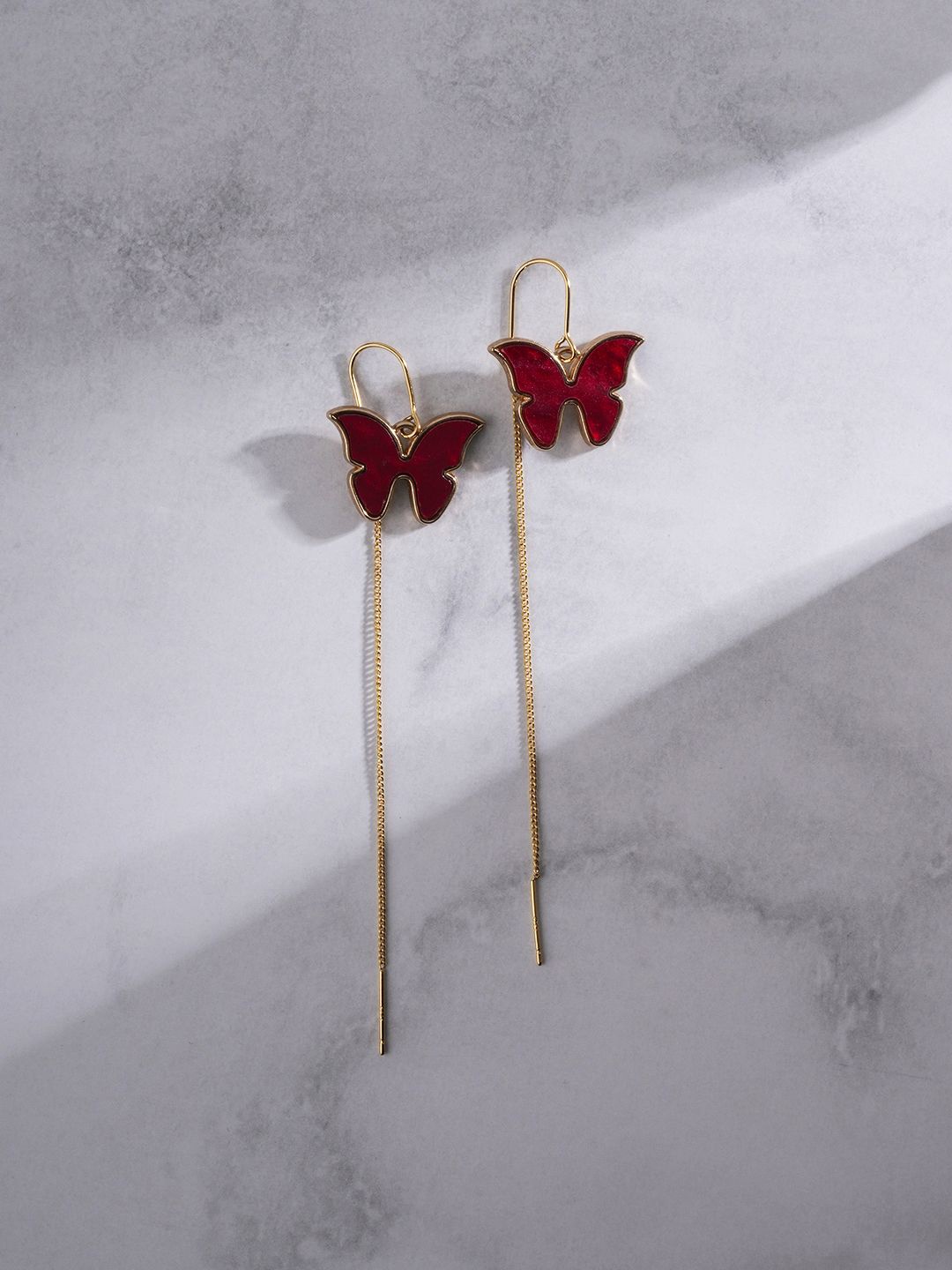

EL REGALO Contemporary Drop Earrings, Red
